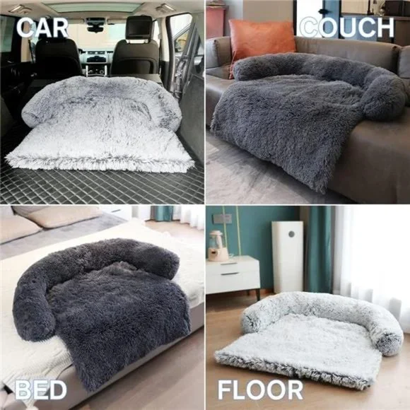 Calming Dog Bed Fluffy Plush Dog Mat for Furniture Protector with Removable